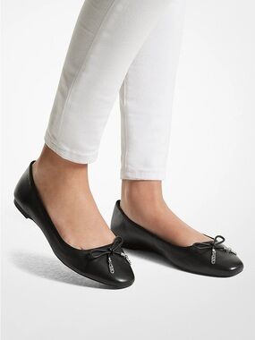Michael Kors Leather Ballet Flats with Bow New